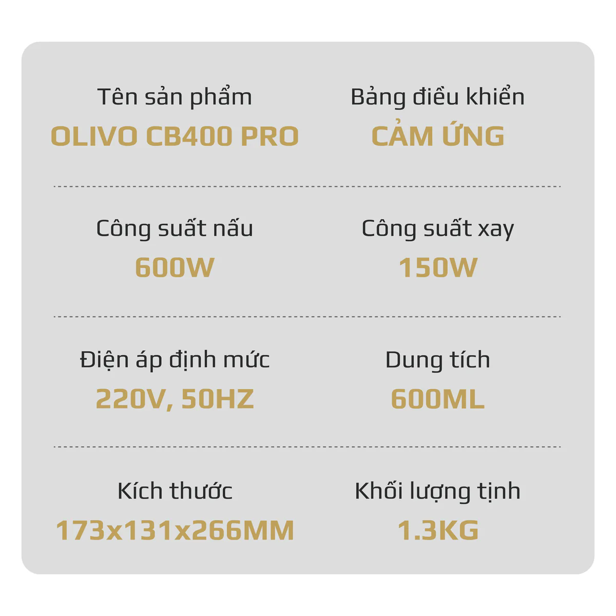 Máy Xay Nấu Đa Năng OLIVO CB400 PRO