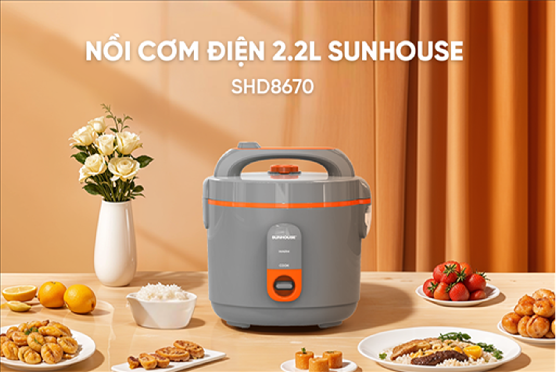 Nồi Cơm Điện 1.2 Lít Sunhouse SHD8670