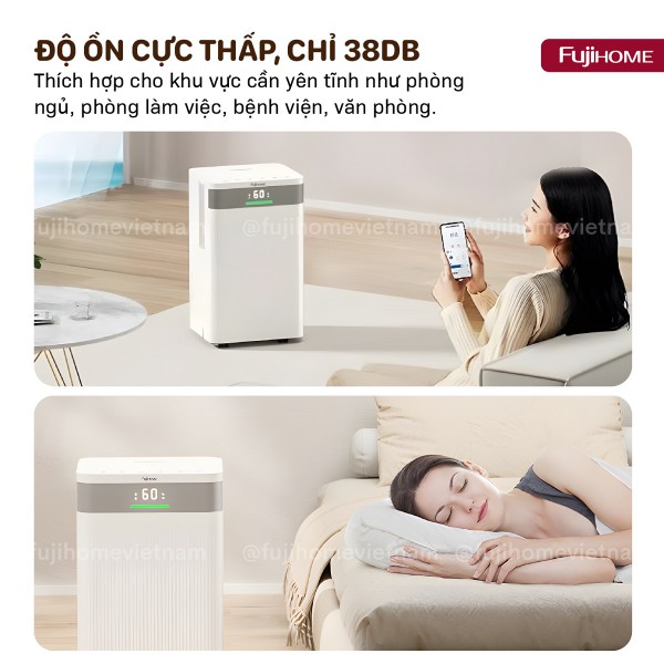 Máy hút ẩm dân dụng Fujihome DH12NW – Công suất 12 lít/ngày, lọc không khí, điều khiển thông minh