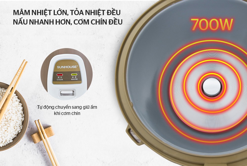 NỒI CƠM ĐIỆN 1.8L SUNHOUSE SHD8616