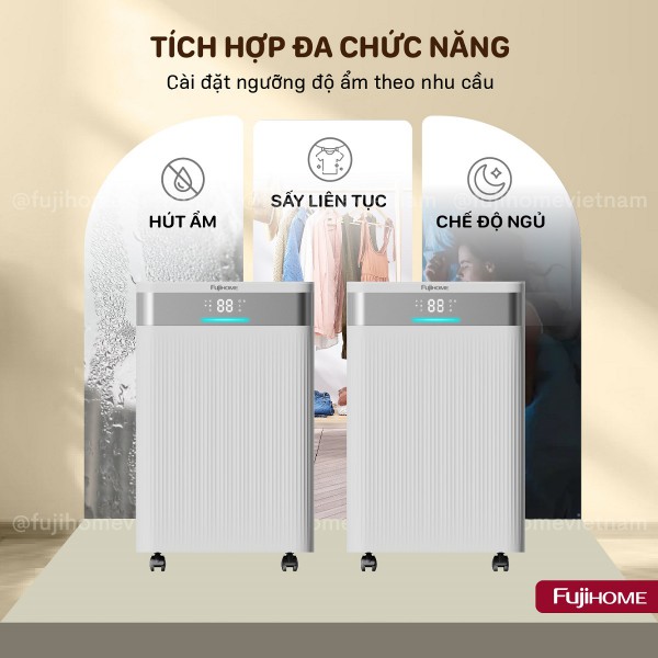 Máy hút ẩm dân dụng Fujihome DH16NW – 16 L/ngày, Kết nối Wi‑Fi Thông minh