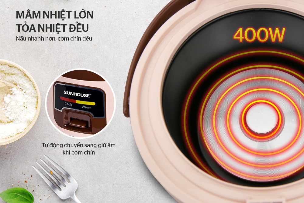 NỒI CƠM ĐIỆN 1L SUNHOUSE SHD8208C