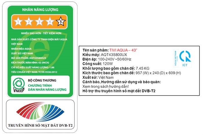 Google Tivi QLED Aqua 4K 43 inch AQT43S800UX