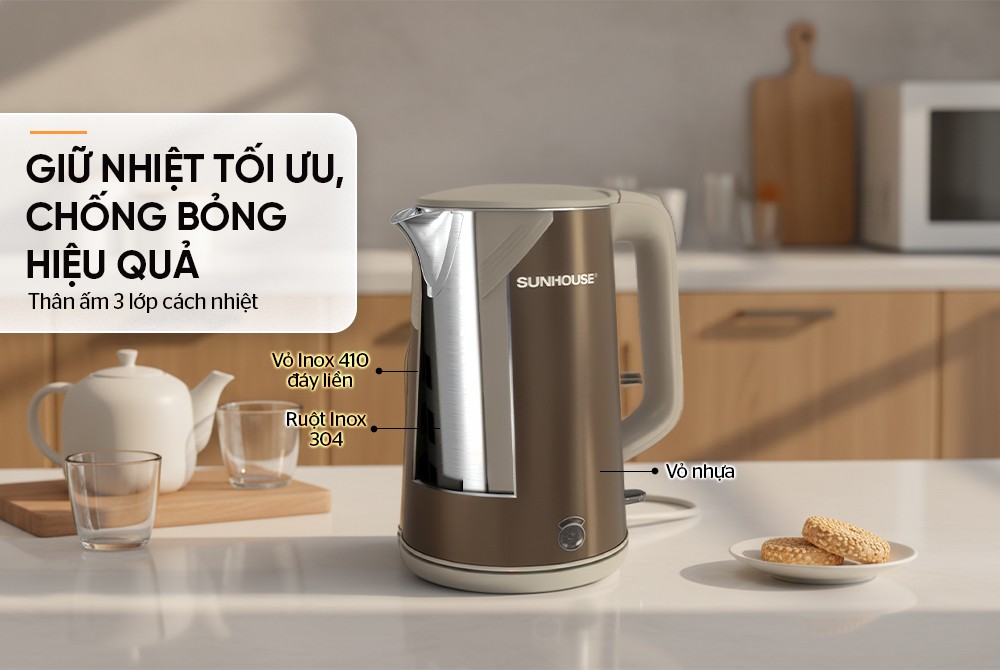 ẤM SIÊU TỐC INOX 3 LỚP 1.8L SUNHOUSE SHD1377