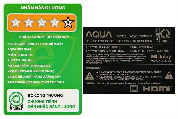 Google Tivi QLED Aqua 4K 55 inch AQT55S800UX