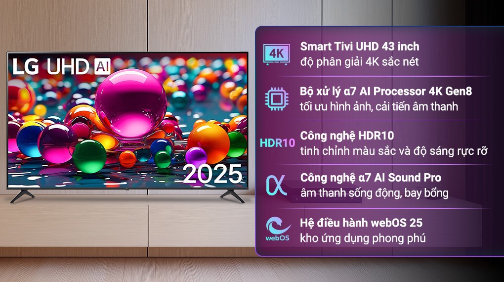 Smart Tivi LG AI 4K 43 inch 43UA8450PSA