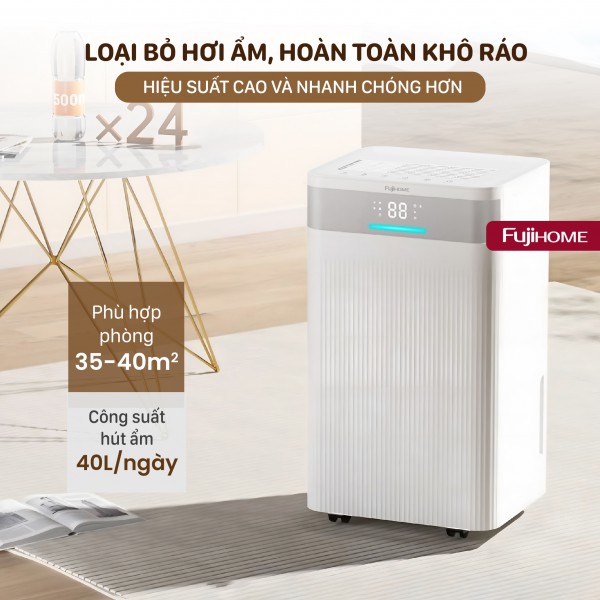Máy hút ẩm dân dụng Fujihome DH40NW – 40 L/ngày, Ionizer & Wi‑Fi