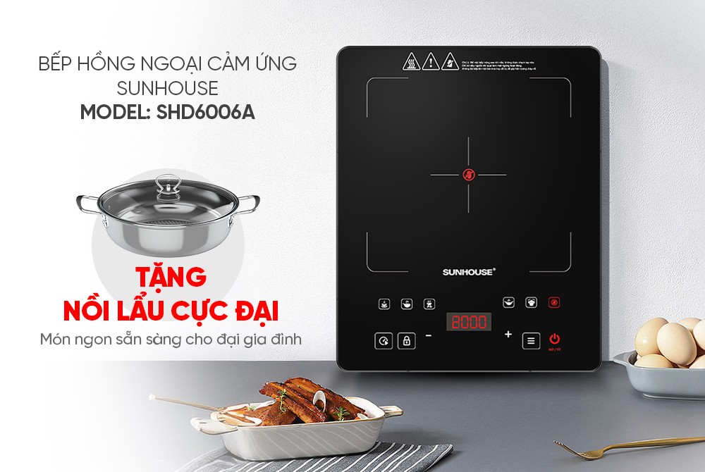 BẾP HỒNG NGOẠI CẢM ỨNG SUNHOUSE SHD6006A