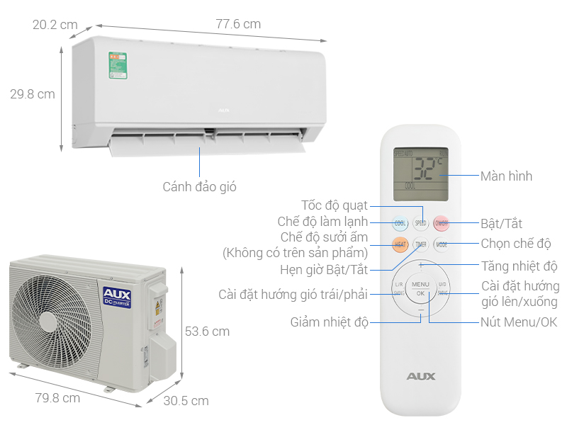 Máy lạnh AUX Inverter 1.5 HP AW13CAA4DI-3VN