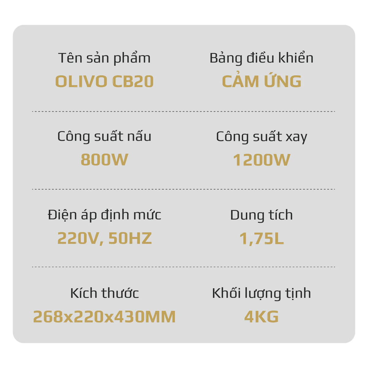 Máy Xay Nấu Đa Năng OLIVO CB20