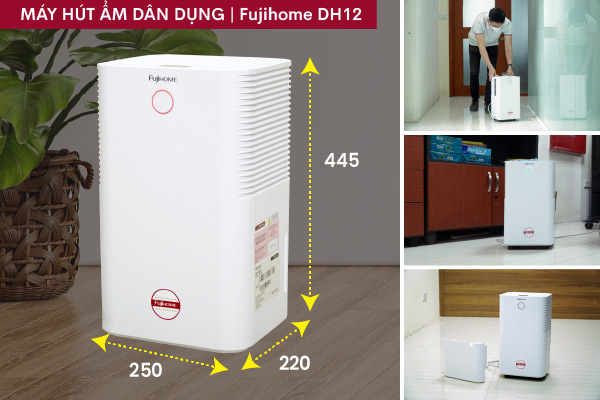 Máy hút ẩm dân dụng Fujihome DH12 – Công suất 12 lít/ngày, tiết kiệm điện, vận hành êm ái