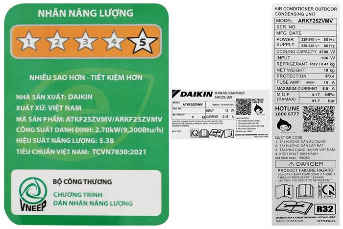 Máy lạnh Daikin Inverter 1.5 HP FTKF25ZVMV
