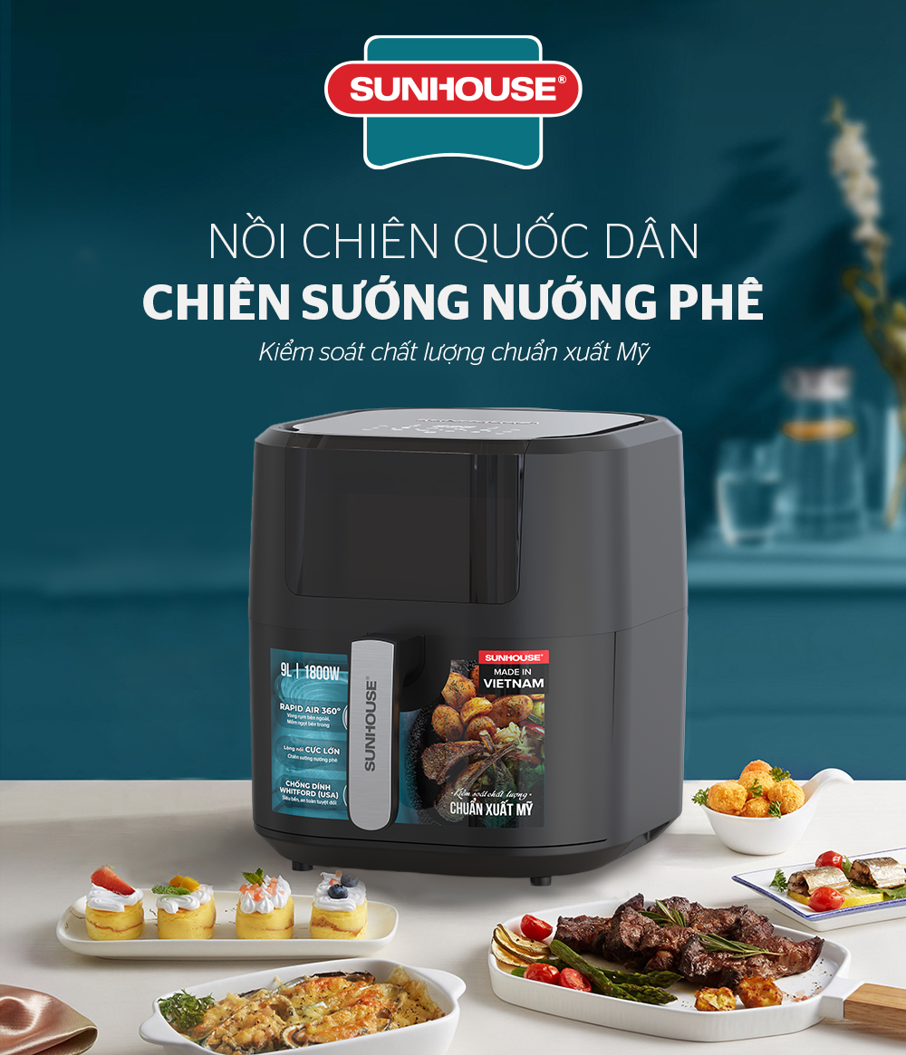 Nồi Chiên Không Dầu 9 Lít Sunhouse SHD4082