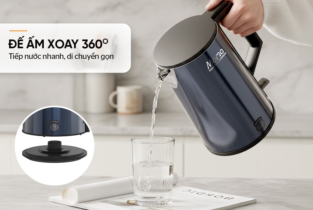 Ấm Siêu Tốc Inox 3 Lớp Sunhouse 1.0 Lít HTD1373