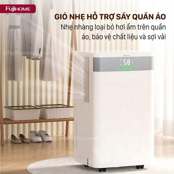 Máy hút ẩm dân dụng Fujihome DH12NW – Công suất 12 lít/ngày, lọc không khí, điều khiển thông minh