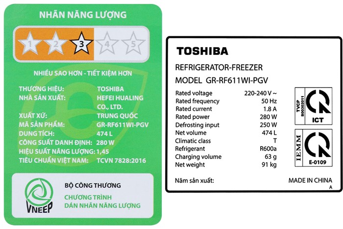 Tủ lạnh Toshiba Inverter 474 lít Multi Door GR-RF611WI-PGV(22)-XK