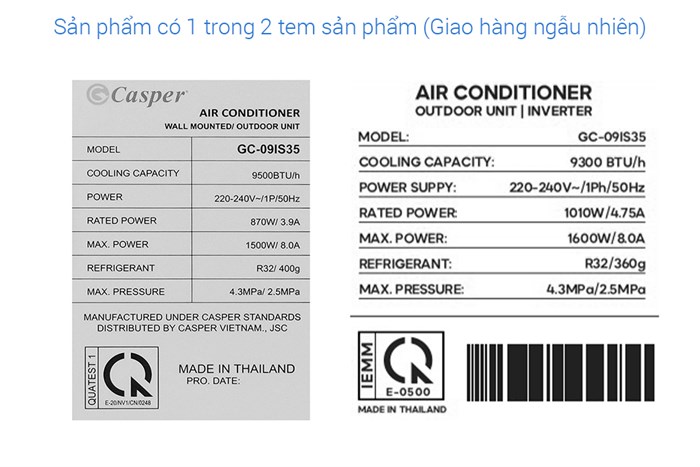 Máy lạnh Casper Inverter 1 HP GC-09IS35