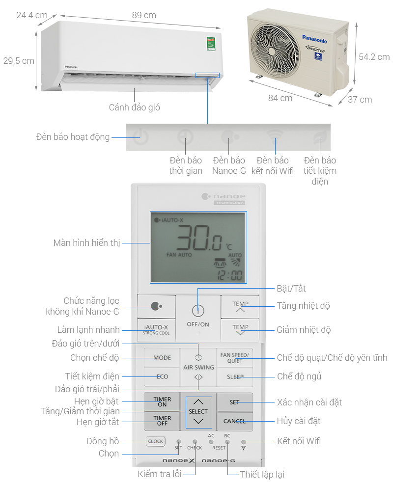 Máy lạnh Panasonic Inverter 1 HP CU/CS-U12BKH-8