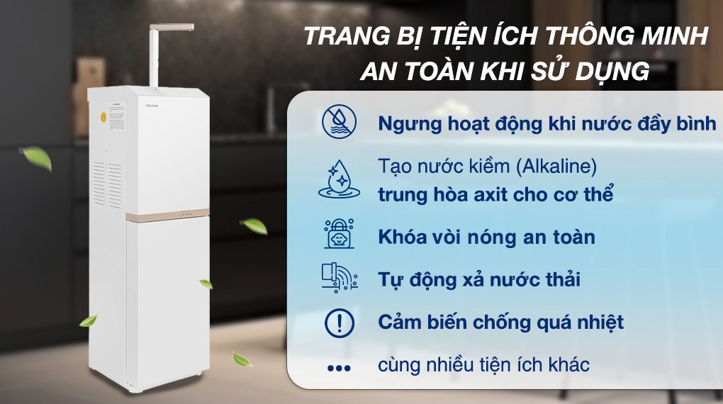 Máy lọc nước RO nóng nguội Toshiba TWP-H2396SVN(W) 10 lõi – Công nghệ RO 75 GPD Mỹ, đèn UV diệt khuẩn, tạo nước kiềm