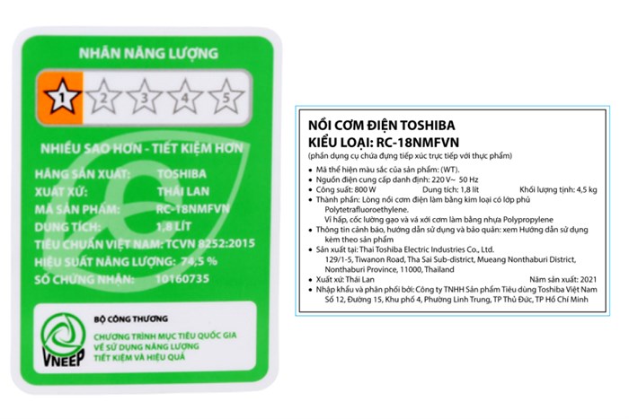 Nồi cơm điện tử Toshiba 1.8 lít RC-18NMFVN(WT) – Công nghệ nấu 3D, lòng nồi chống dính, 11 chế độ nấu đa dạng
