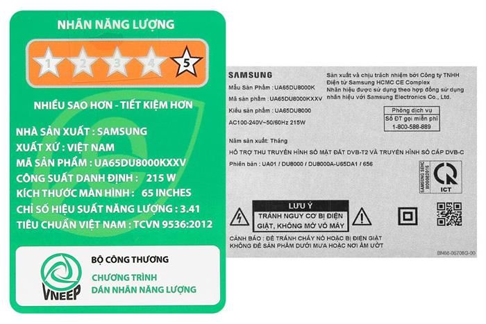 Smart Tivi Crystal UHD Samsung 4K 65 inch UA65DU8000