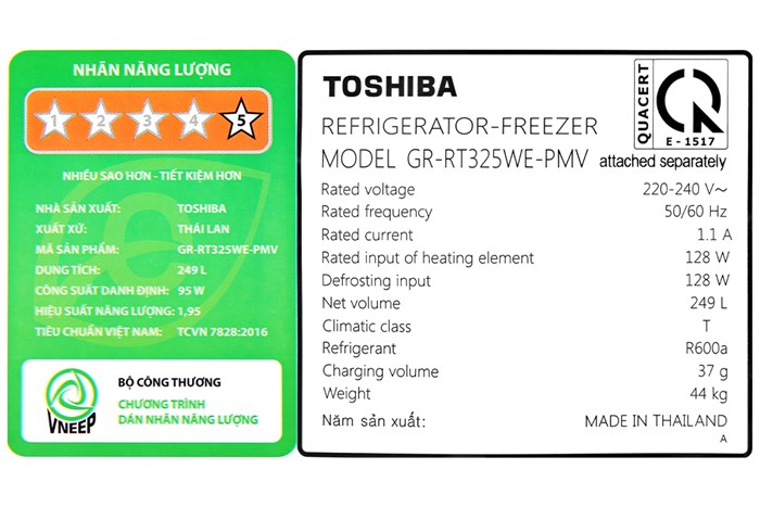 Tủ lạnh Toshiba Inverter 249 lít GR-RT325WE-PMV(06)