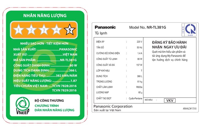 Tủ lạnh Panasonic Inverter 366 lít NR-TL381VGMV