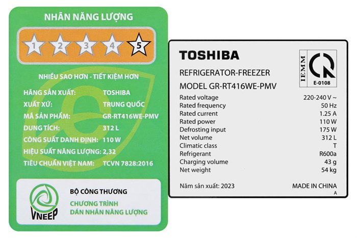 Tủ lạnh Toshiba Inverter 312 lít GR-RT416WE-PMV(58)