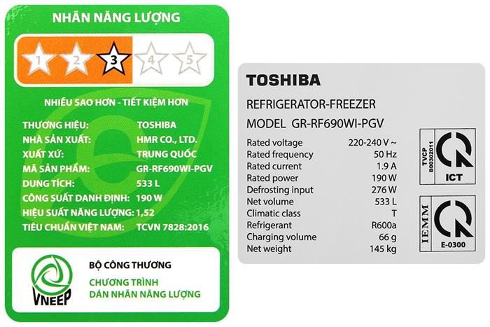 Tủ lạnh Toshiba Inverter 533 lít Japandi Multi Door GR-RF690WI-PGV(67)
