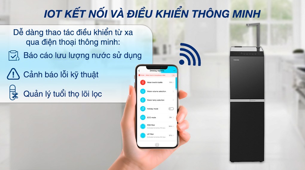 Máy lọc nước RO nóng nguội lạnh Toshiba TWP-W2396SVN(M) 10 lõi – Công nghệ RO 75 GPD Mỹ, đèn UV diệt khuẩn, tạo nước kiềm
