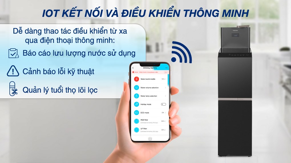 Máy lọc nước RO nóng nguội lạnh Toshiba TWP-W2398SVN(M) 10 lõi – Công nghệ RO Plus, đèn UV diệt khuẩn, tạo nước kiềm