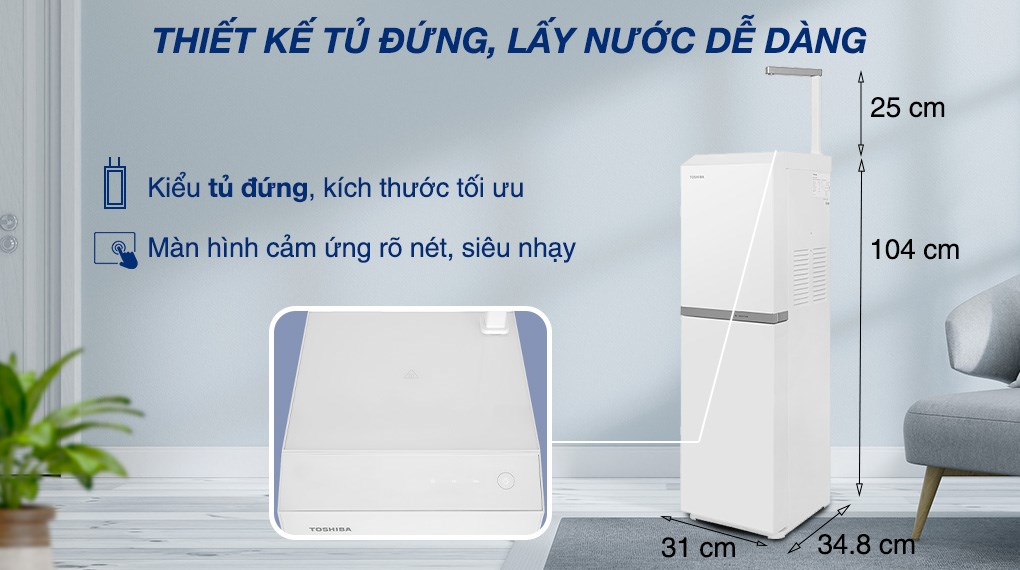 Máy lọc nước RO Toshiba TWP-N2396SVN(W) 10 lõi – Công nghệ RO 75 GPD Mỹ, đèn UV diệt khuẩn, tạo nước kiềm