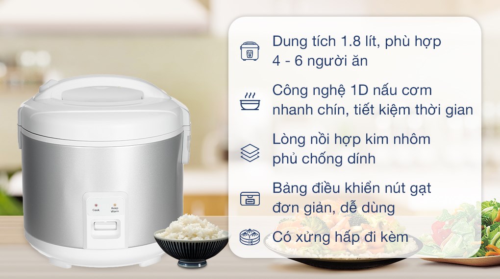 Nồi cơm điện Panasonic 1.8 lít SR-MVN18LRAX