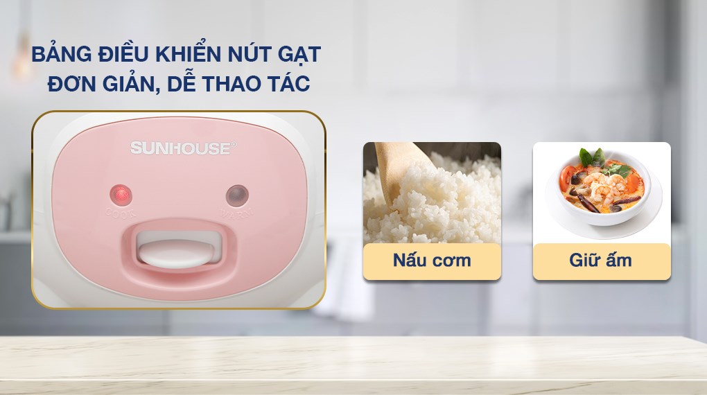 Nồi cơm nắp gài Sunhouse 1.2 lít SHD8217W