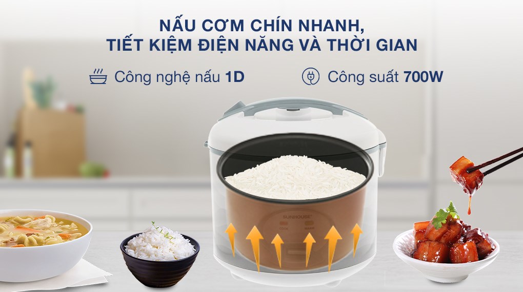 Nồi cơm nắp gài Sunhouse 1.8 lít SHD8602