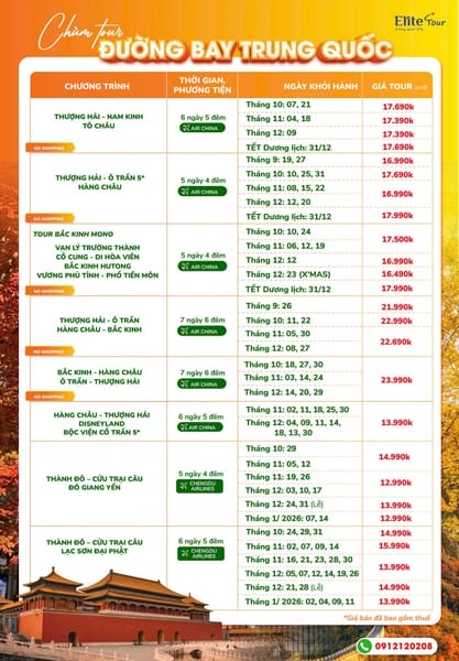 tổng hợp tour Bắc Kinh - Thượng Hải