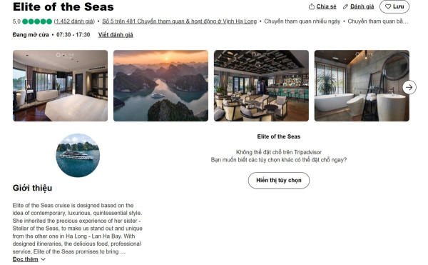 đánh giá du thuyền Elite of the Seas