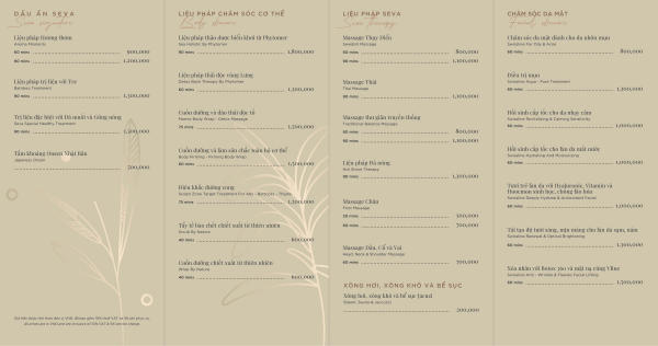 Bảng giá Seva Spa – Flamingo Cát Bà 01 Bảng giá Seva Spa – Flamingo Cát Bà 01