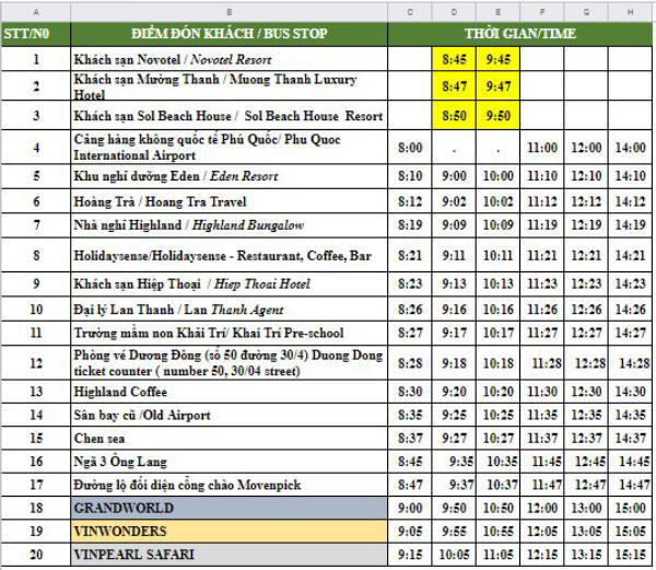 Lịch trình xe bus Vinwonders đưa đón du khách Lịch trình xe bus Vinwonders đưa đón du khách