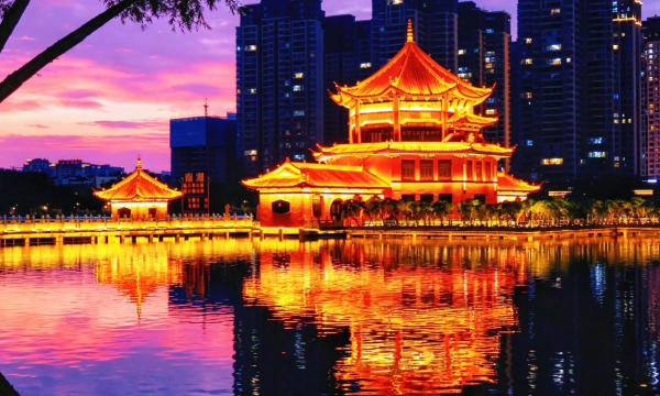Cảnh đêm công viên Nam Hồ Mông Tự