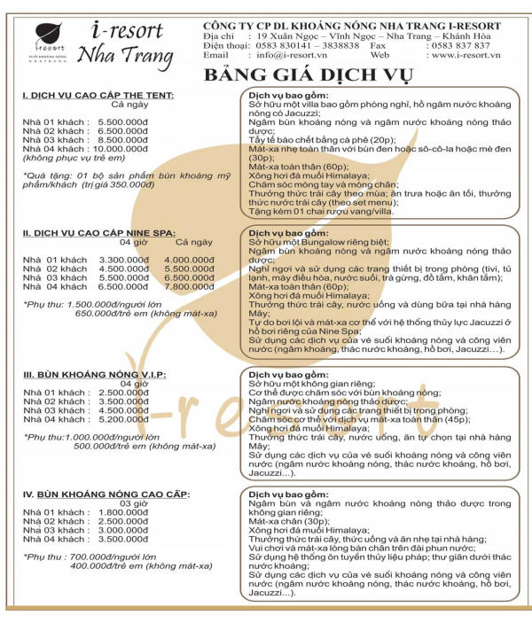 tắm bùn I-Resort Nha Trang giá thế nào tắm bùn I-Resort Nha Trang giá thế nào
