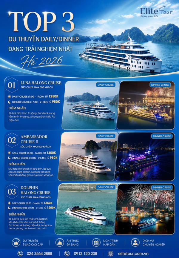 Bảng giá du thuyền Luna & Dolphin Halong