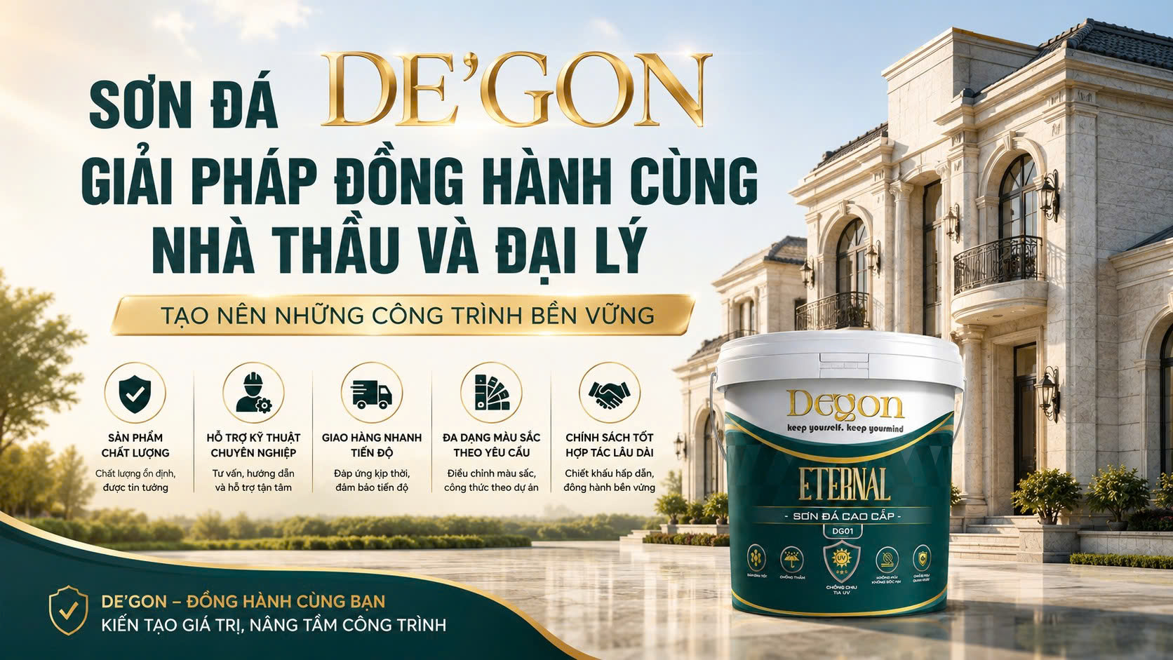 Sơn Đá DE'GON – Giải Pháp Đồng Hành Cùng Nhà Thầu Và Đại Lý Tạo Nên Những Công Trình Bền Vững