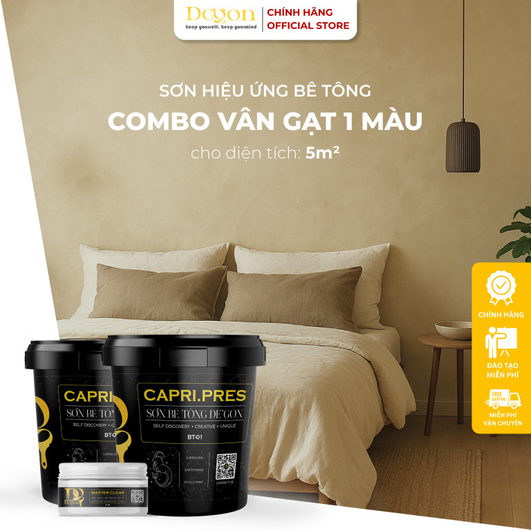 Combo 5m2 sơn hiệu ứng bê tông vân gạt 1 màu |Định mức 5m2]|HIỆU ỨNG DE'GON