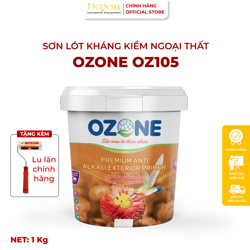 Sơn lót kháng kiềm ngoại thất cao cấp 1kg[oz105]| Định mức 6-8m2/lớp |HIỆU ỨNG DE'GON