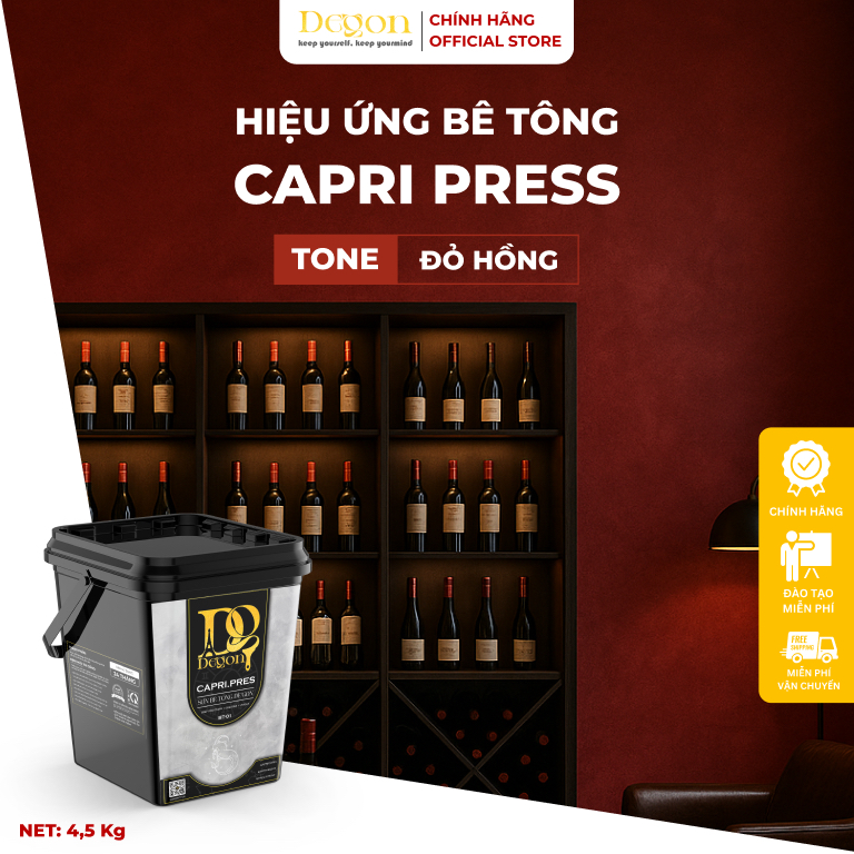 Sơn hiệu ứng bê tông tone màu  Đỏ Hồng [4,5kg] |- Định mức 8-10m2 |HIỆU ỨNG DE'GON