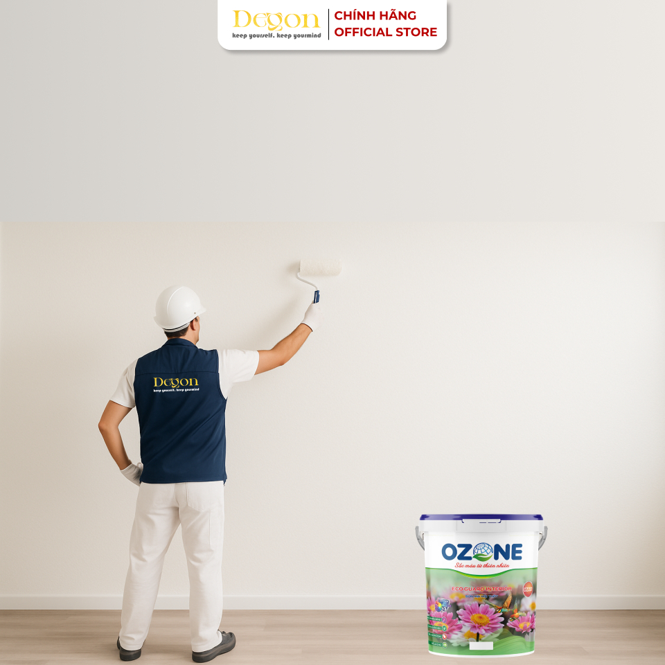 Sơn tường nội thất cao cấp bề mặt mịn, đẹp  - 1kg[OZ201]| - Định mức 10m2/lớp |HIỆU ỨNG DE'GON