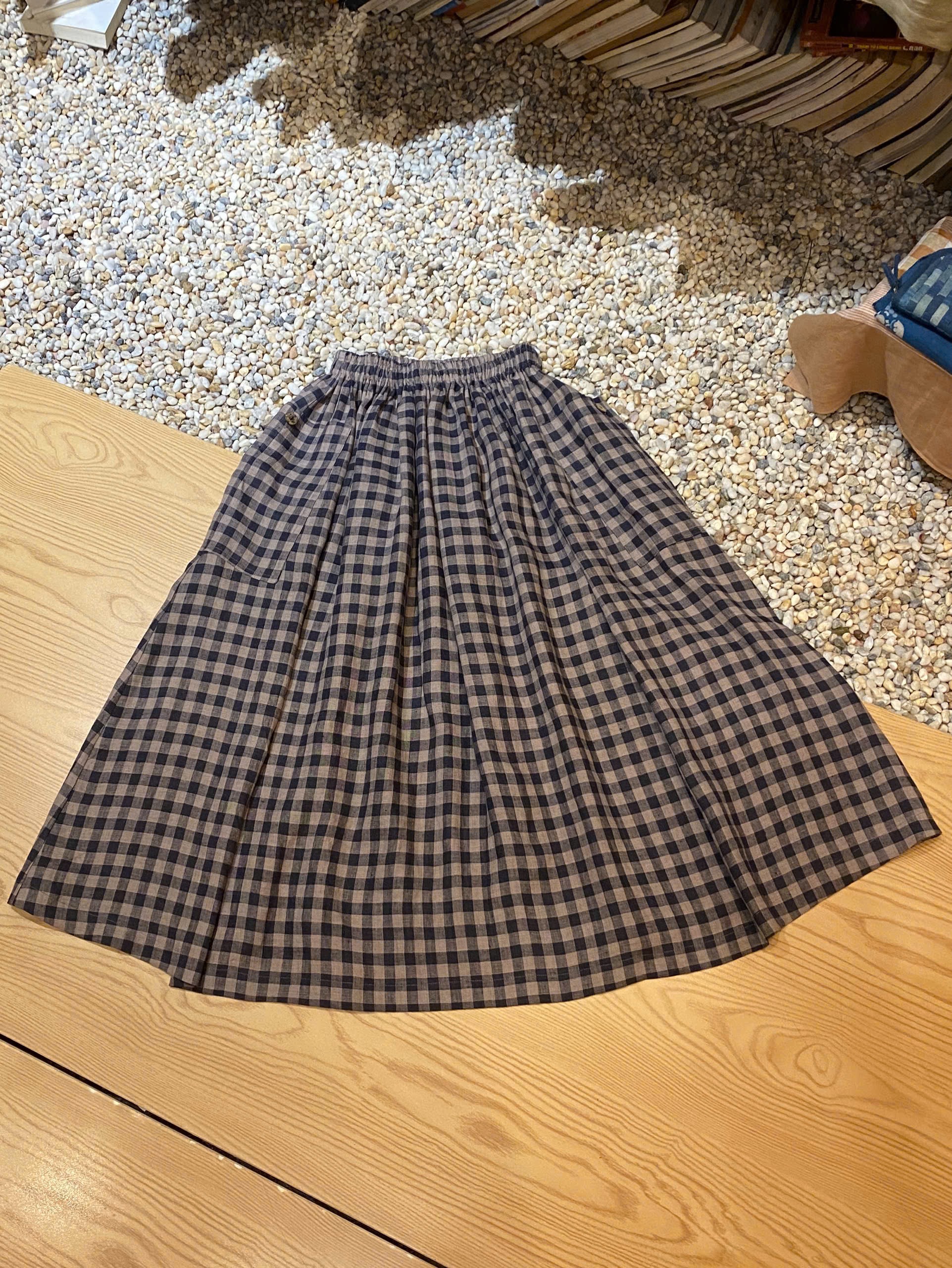BROWN GINGHAM SKIRT