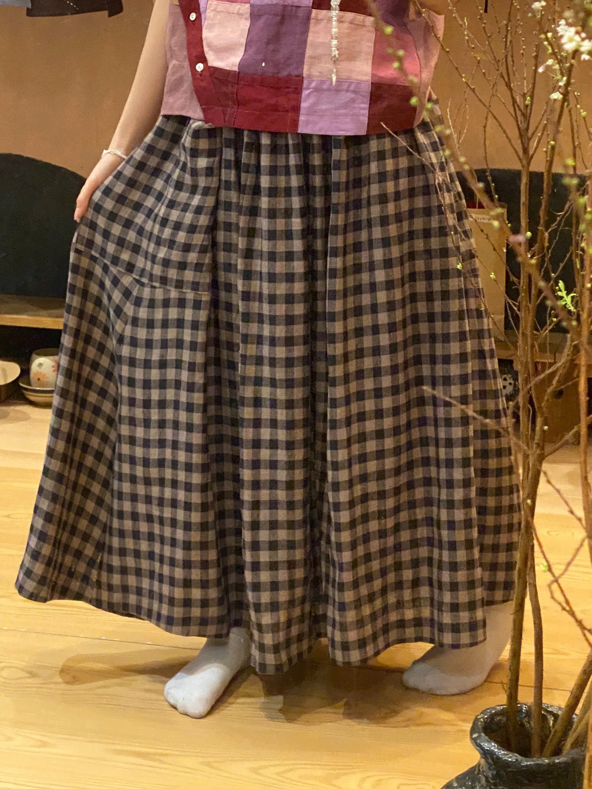BROWN GINGHAM SKIRT