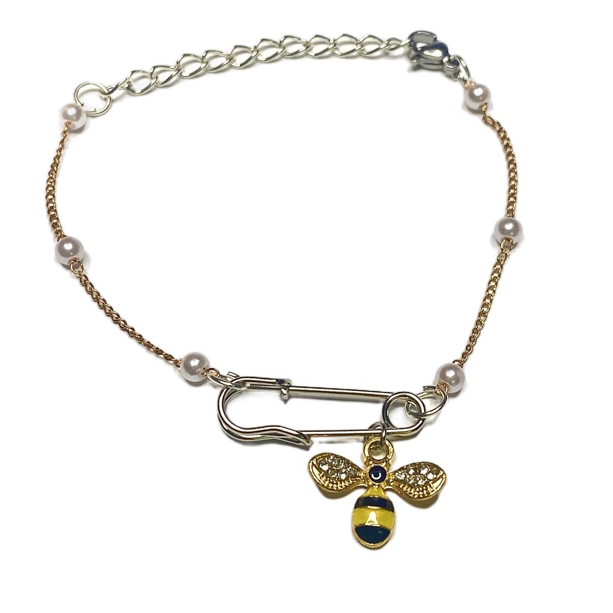 Vòng Tay Safetypins Ong Nỗ Lực - Có thể đeo chân - Hỗ Trợ Cân Bằng Cảm Xúc - lắc chân nữ thời trang Hàn vòng tay  nữ Phụ Kiện Hoa